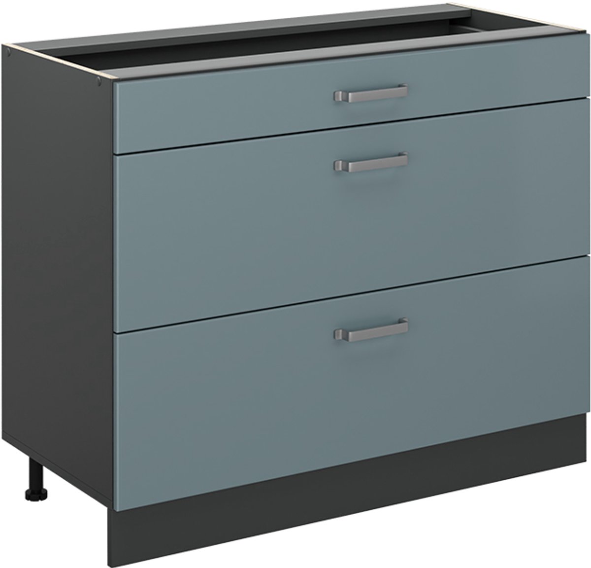 Vicco Keukenonderkast R-Line, Blauw-grijs/Antraciet, 100 cm zonder werkblad