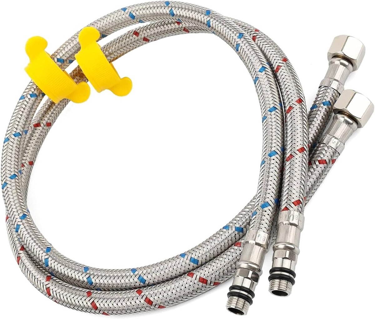Aansluitslang voor armatuur, 80 cm, G3/8 x M10, DVGW-gecertificeerd, watertoevoerverlenging voor kraan en mengkraan, 2 stuks