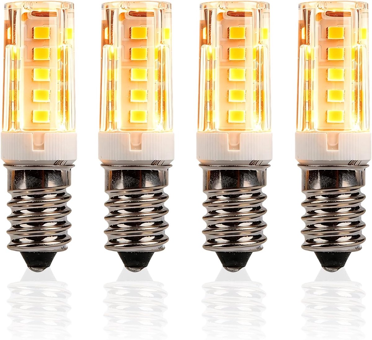 E14, 3 W, komt overeen met 30 W, halogeen, 330 lumen, warmwit, 2700 K, kleine schroefbasis, led-lamp, 15.000 uur, levensduur, voor koelkast, zoutlamp, naaimachine, 4 stuks