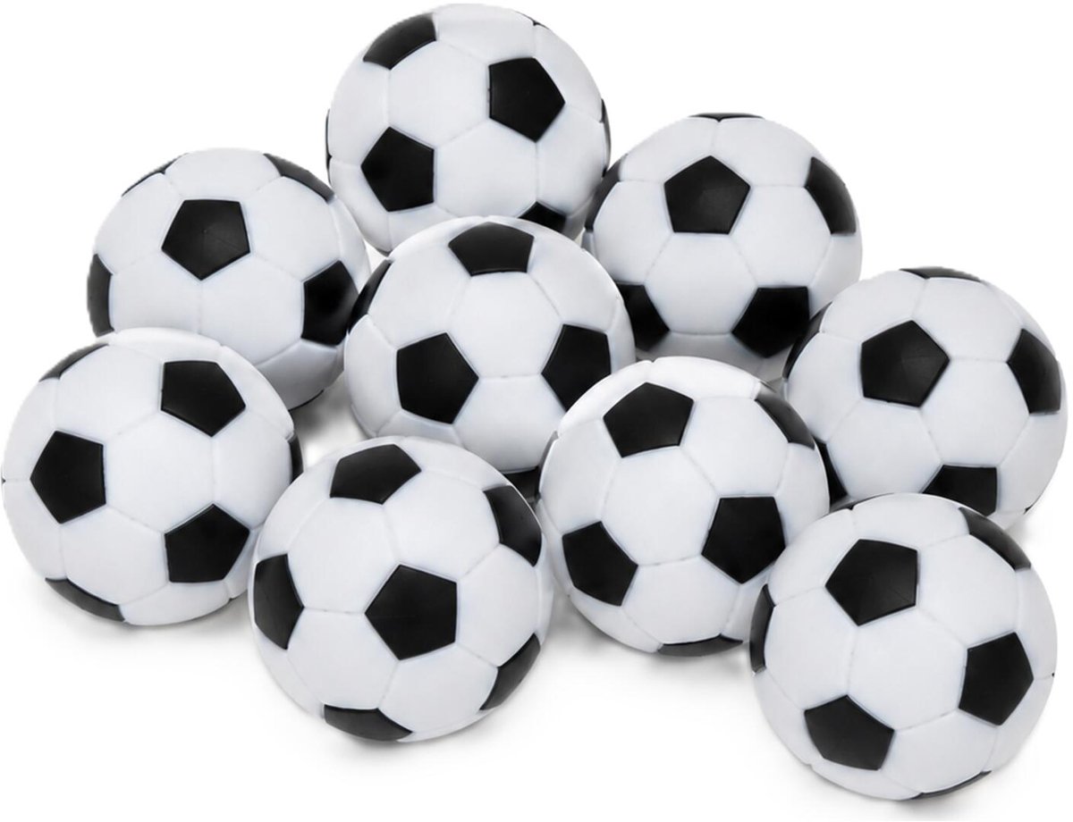 Bellatio Decorations Tafelvoetbal balletjes - 5x stuks - zwart/wit - D32 mm - mini voetballetjes - reserve ballen