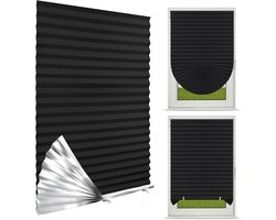 jaloezieën zonder boren, 90% verduisterende geplooide jaloezieën, 60 x 150 cm | Op maat gesneden, verduisterende thermische uv-bescherming, 