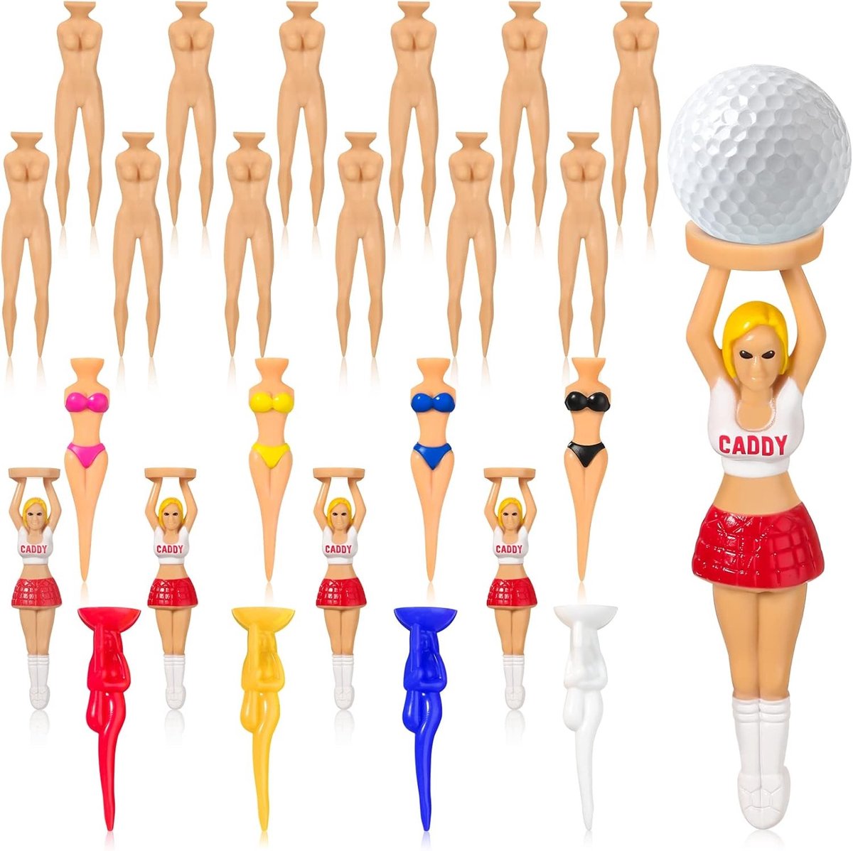 24 Stuks Grappige Golf Tees met Bikini Ontwerp voor Dames - 76mm Plastic Golfaccessoires voor Training en Feestjes