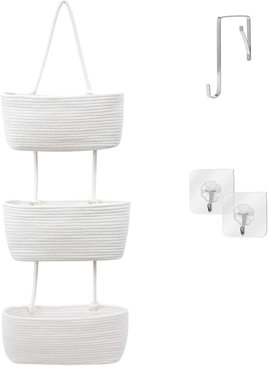 3-Lagen Hangende Organizer van Katoen en Linnen, Wandplank voor Badkamer, Camping en Speelgoedopslag, Ideaal voor Snacks en Cadeauverpakkingen
