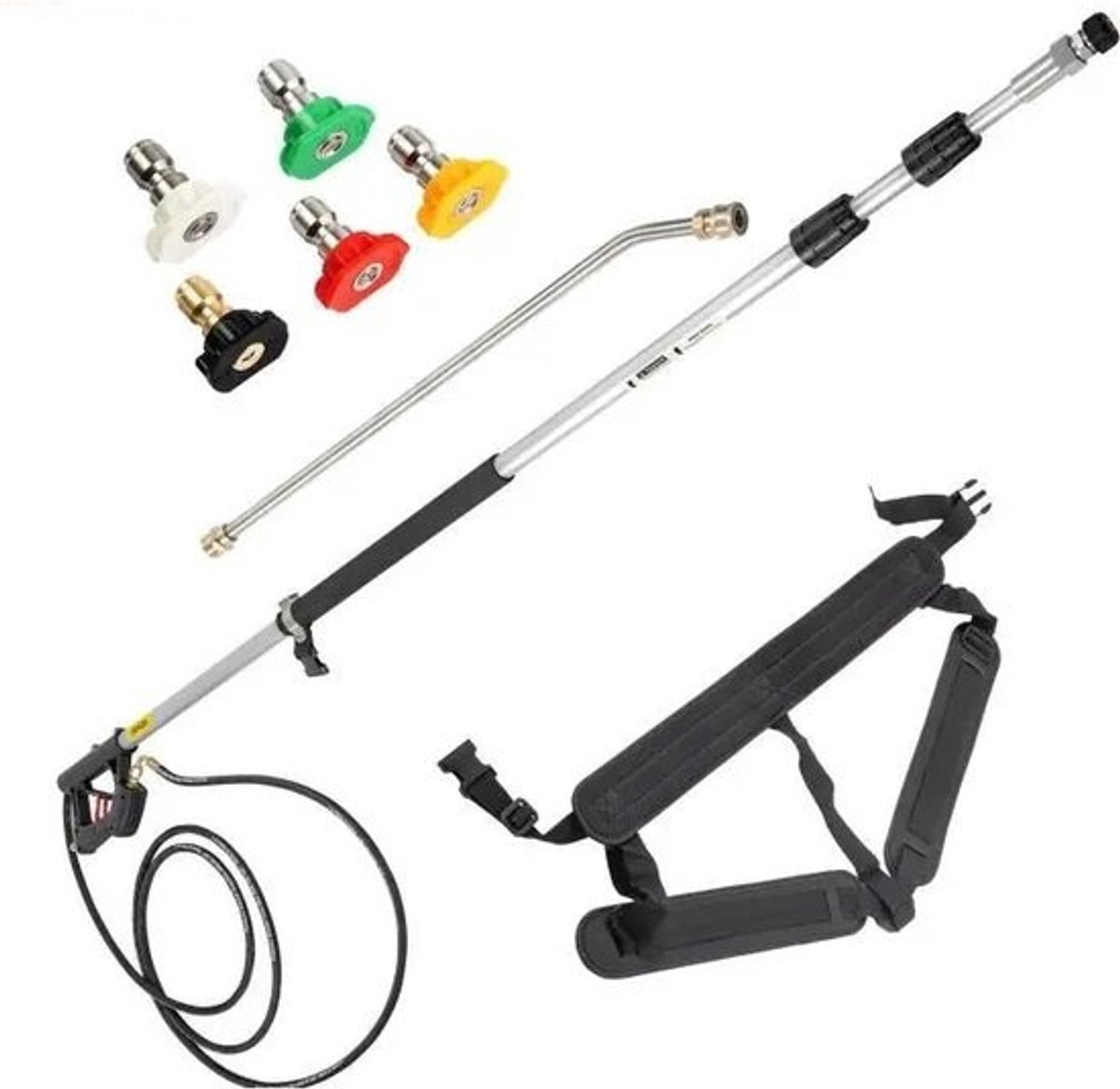 Hogedrukreiniger - Hogedrukspuit -Accessoires voor hogedrukreinigers -Telescopische hogedrukreinigerstang - 4000psi met riem 3/8” - 5-20 ft - voor hogedrukreinigersproeier