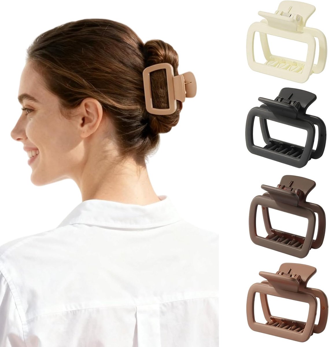 Haarspangen voor dames, Haarklemmen & Haarclips, 4-delige set flexibele nylon klauwclips, antislip & onbreekbare haarspelden voor dun haar, sterke grip 2,5 inch voor dames