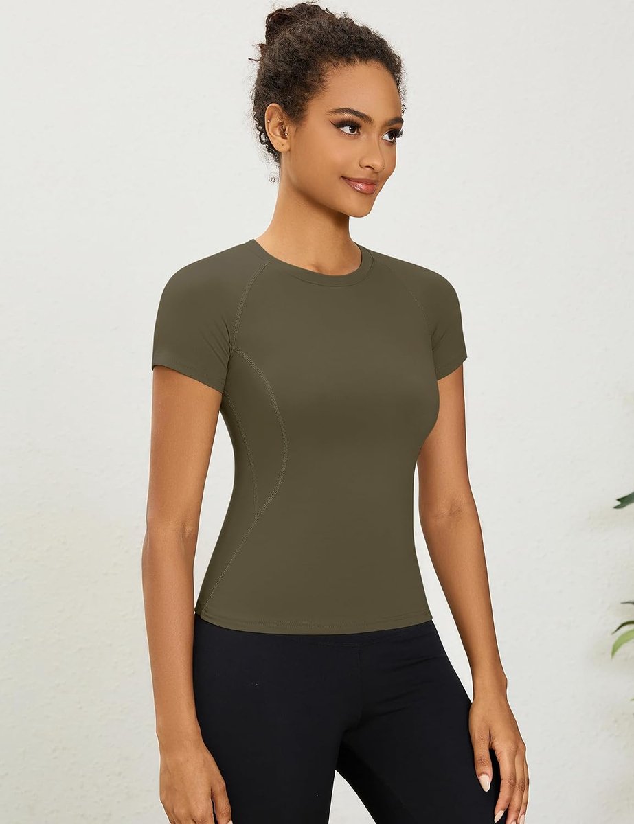 Dames gymnastiektopje, sportshirt met korte mouw voor hardlooptraining en yoga, sneldrogend ademend T-shirt voor atletische oefeningen