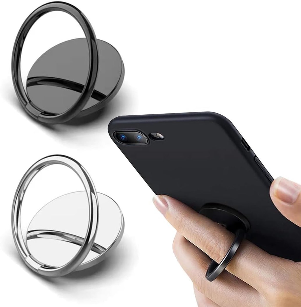 2 stuks ringhouders voor mobiele telefoons, 360 graden draaibaar, voor alle smartphones