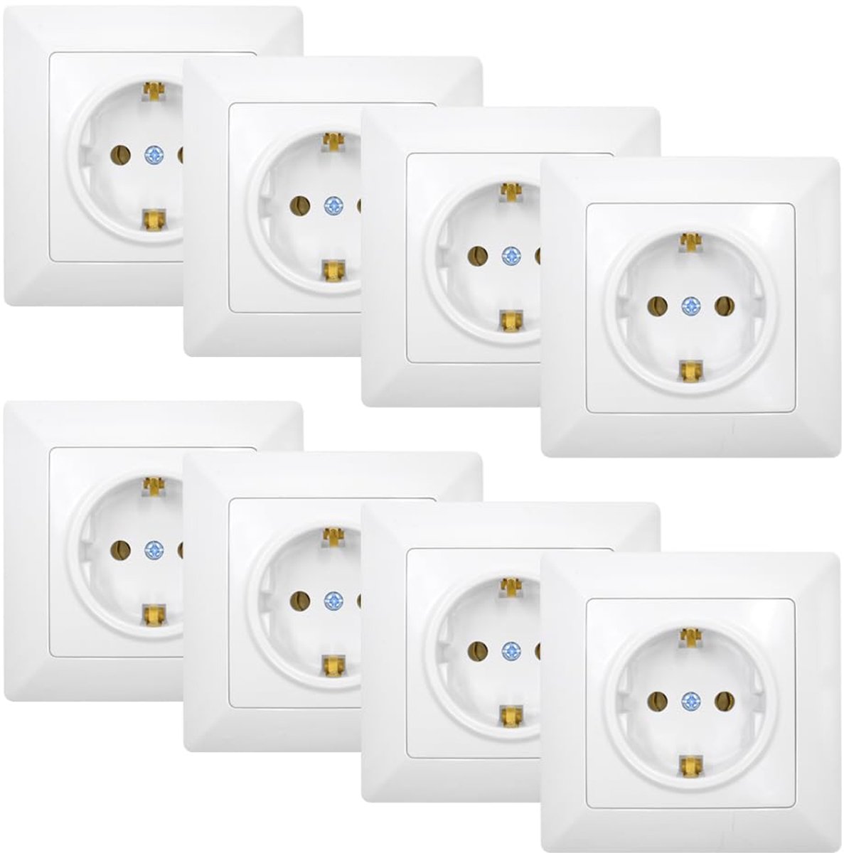 Stopcontacten, geaarde stopcontacten, 16 A, 250 V, EU-standaard stopcontacten voor binnen (82 x 82 mm)