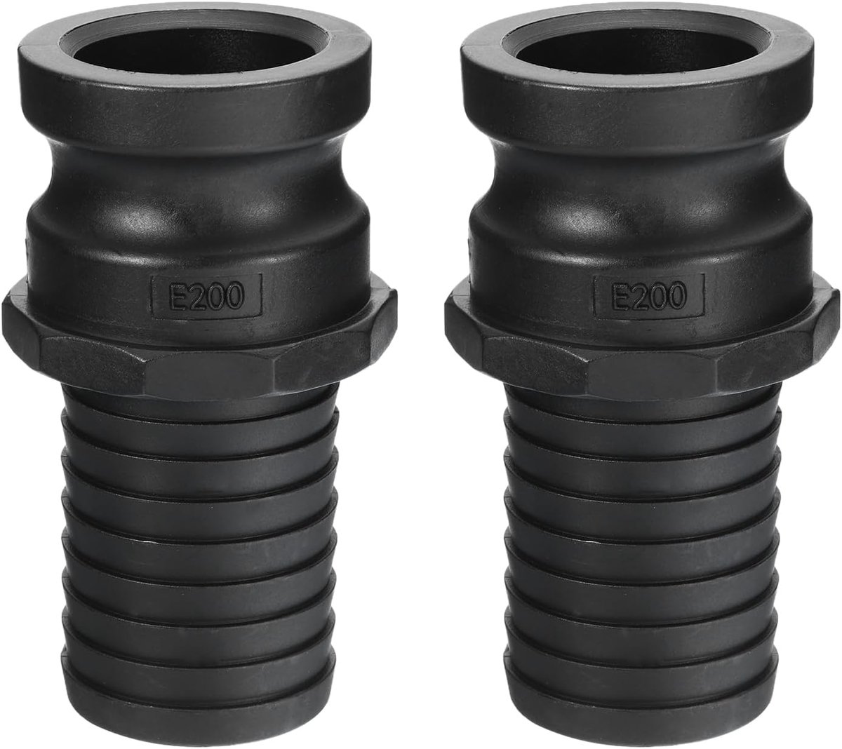 Poly Cam Lock Fittings, 2 stuks 2 inch deel E mannelijke adapter x slang einde cam groef slangkoppelingen polypropyleen Cam Lock fittingen, zwart