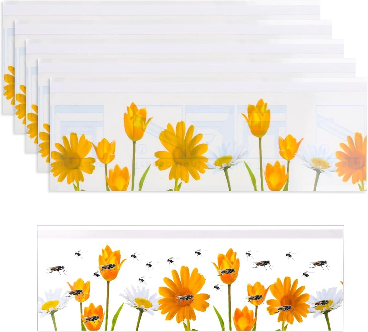 Effectieve Insectenvallen voor Binnen - Herbruikbare Plakvallen met Bloemdesign, 30 Stuks voor Raam en Vliegenbestrijding