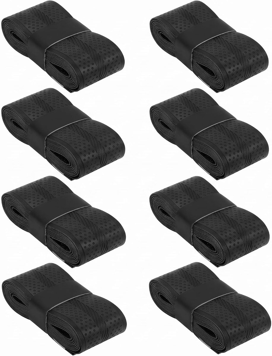 8 Racket Overgrips Zwart - Antislip Grip voor Tennis, Padel en Badminton