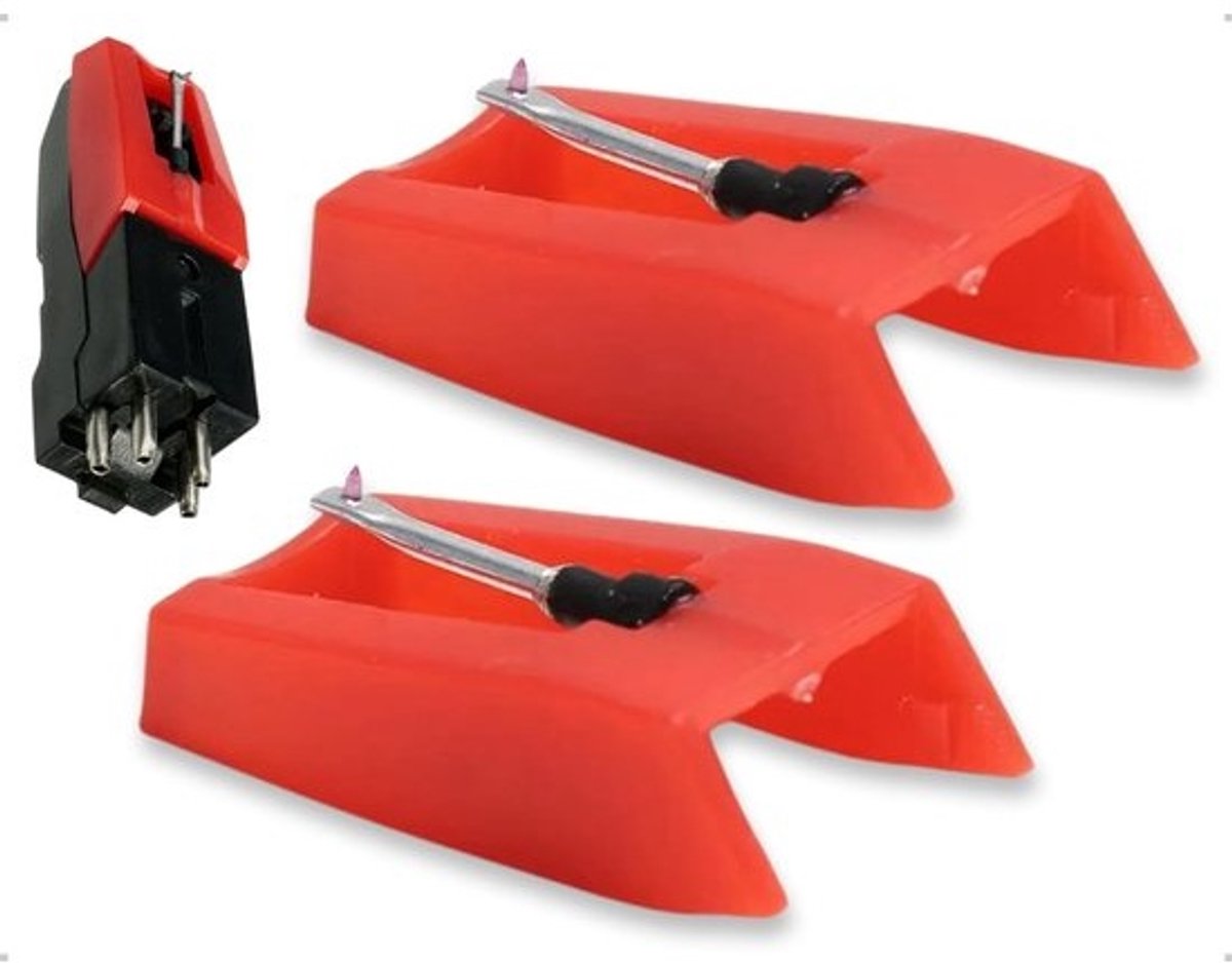 Dailygoods- Vervangende Naalden 2 Stuks - Compatibel met Crosley/Ion - Lichtgewicht/Duurzaam - Rood Ontwerp - Goede Geluidskwaliteit - Platenspeler Naald