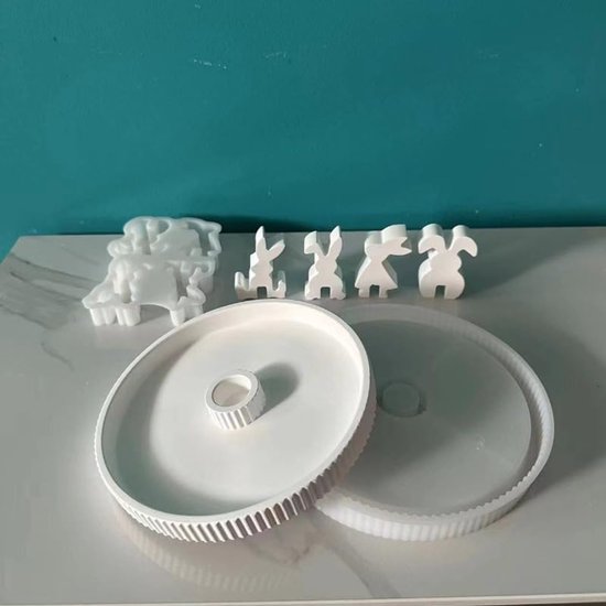 Gietvormen voor Pasen, 4 stuks, paashaas, siliconen vorm, paashaas, konijn, gipsvormen om te gieten, gietvormen, siliconen, lente, Pasen, voor kandelaars (geen dienblad, A) — afbeelding 5