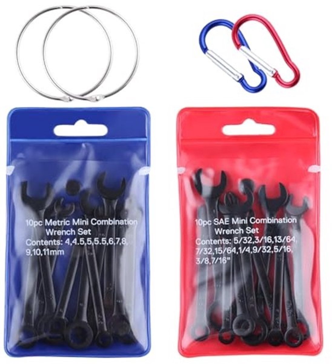 Mini Wrench Set 20 Stuks - Standaard Metrisch en SAE 4mm-11mm & 5/32"-7/16" Combinatiesleutels - Super Dunne Draagbare Sleutelset