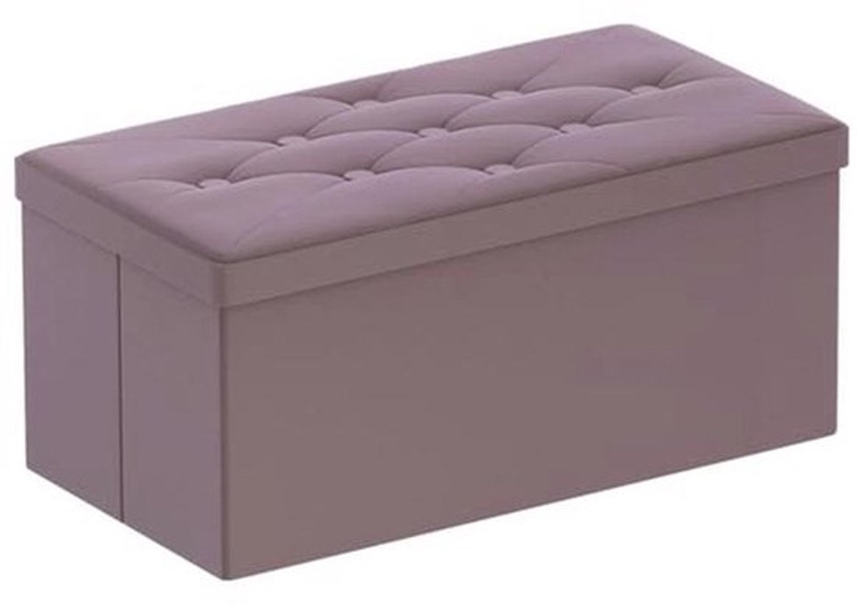 Opvouwbare Zitbank met Opbergruimte - Multifunctionele Fluwelen Kruik voor Woonkamer, Slaapkamer, Hal - 80 x 40 x 40 cm (Lichtpaars)