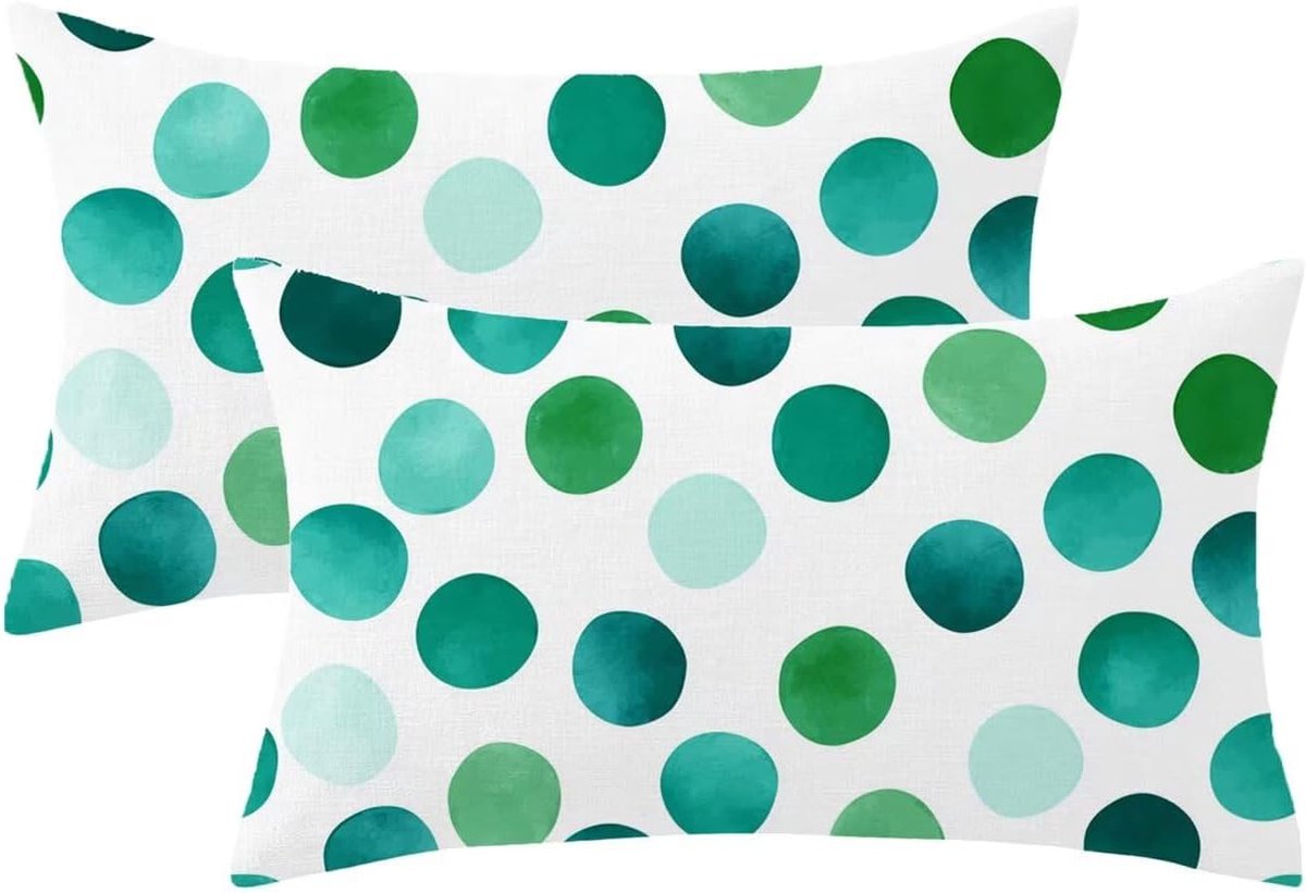 Kussenhoezen voor buiten, waterdicht, groen, bankkussen, 70 x 90 cm, stippenpatroon, linnen, met verborgen ritssluiting, voor buiten, tuin, decoratie, cadeau voor dames model 1165