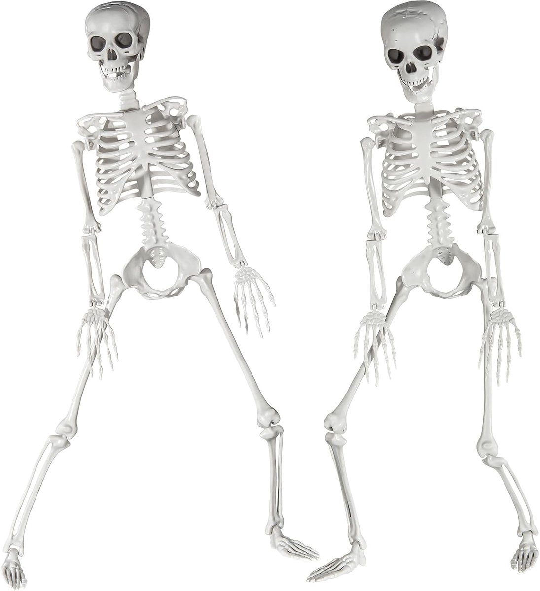 90 cm Halloween skelet plastic full-body skelet met beweegbare gewrichten voor Halloween, huis, tuin, huis, terras, decoraties (2 stuks)