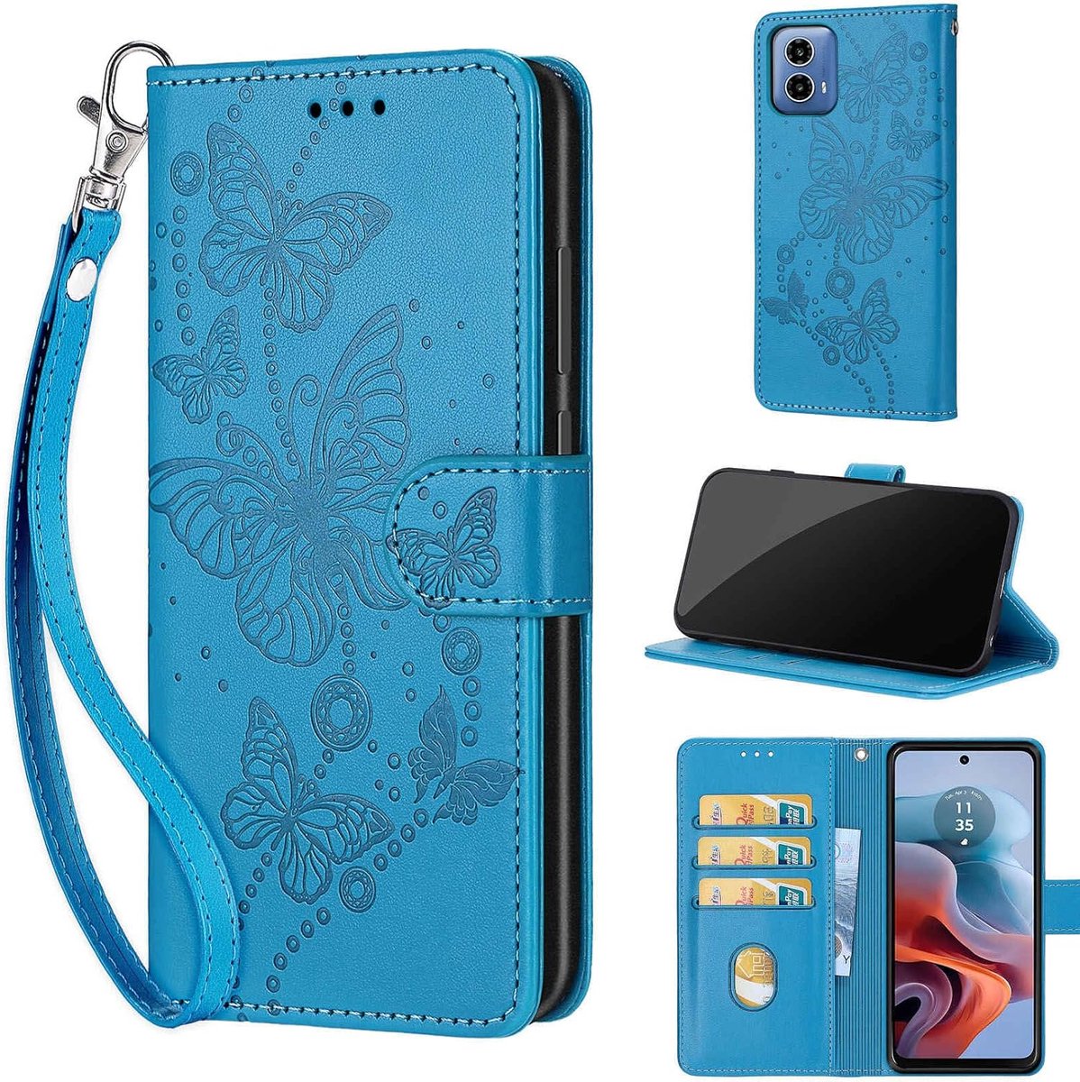 Portemonnee Telefoonhoes voor Motorola Moto G34 5G Blauw
