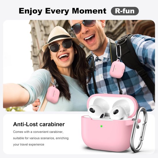 Compatibel met AirPods 3e generatie 2021, voor AirPods 3 gen Case Cover met Cleaner kit en sleutelhanger, Zachte Silicone Beschermer voor Apple AirPods 3 Case, Roze — afbeelding 5