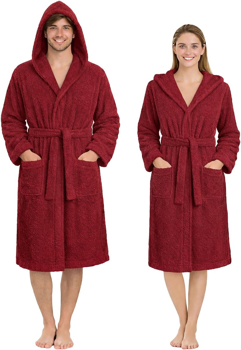badjas van 100% katoenen badstof 400 g/m² met capuchon – zacht en absorberend, met riem, zakken en hangers – voor dames en heren volwassenen