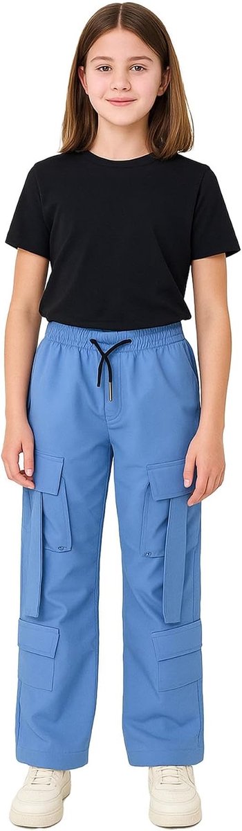 4 Kids Meisjes Cargo Broek Elastisch Taille Trekkoord Casual Broek Joggers Sport Yoga Aantrekken Comfortabel Ademend Opleiding Openlucht Belbodem Actieve Kleding Broek 3-14 Jaar