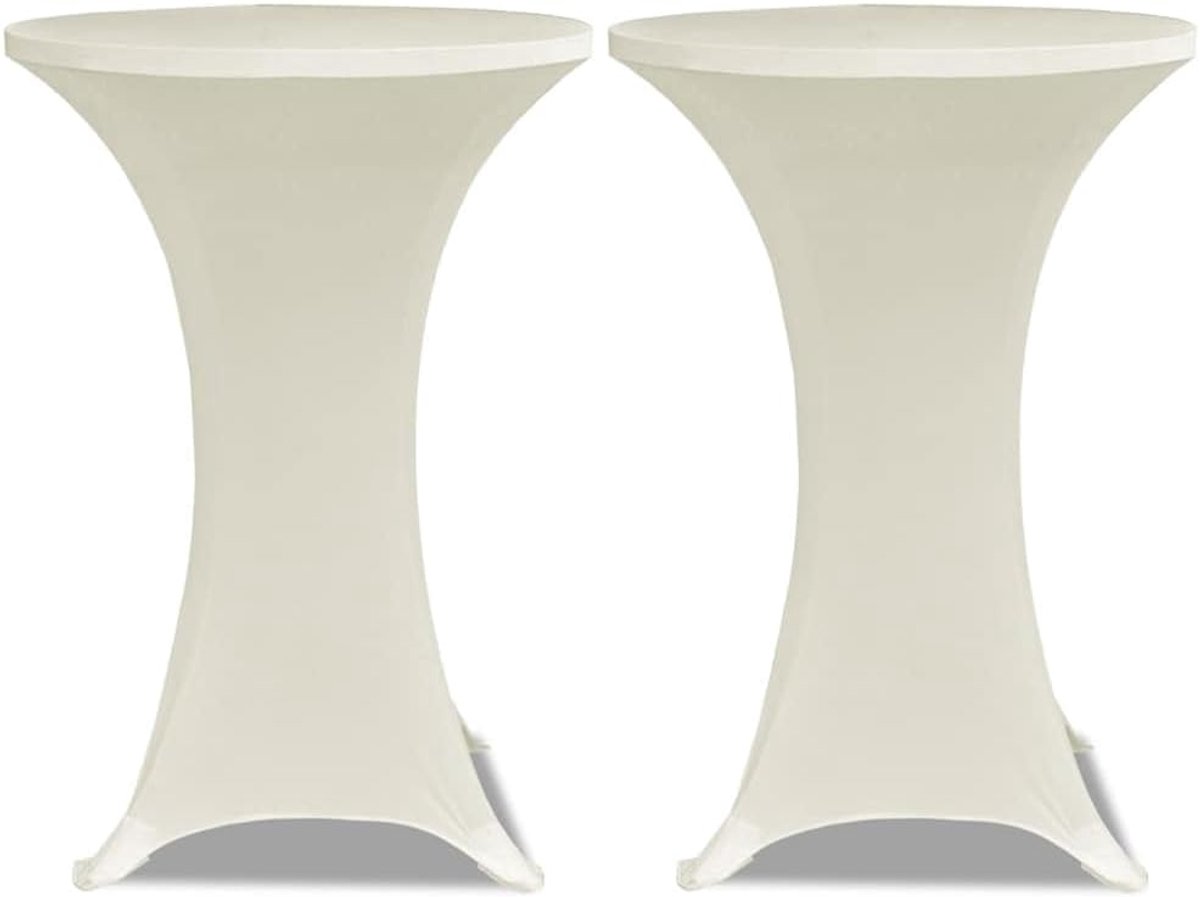 Statafelhoezen set van 4 Ø 80 cm crème stretch bartafel hoezen