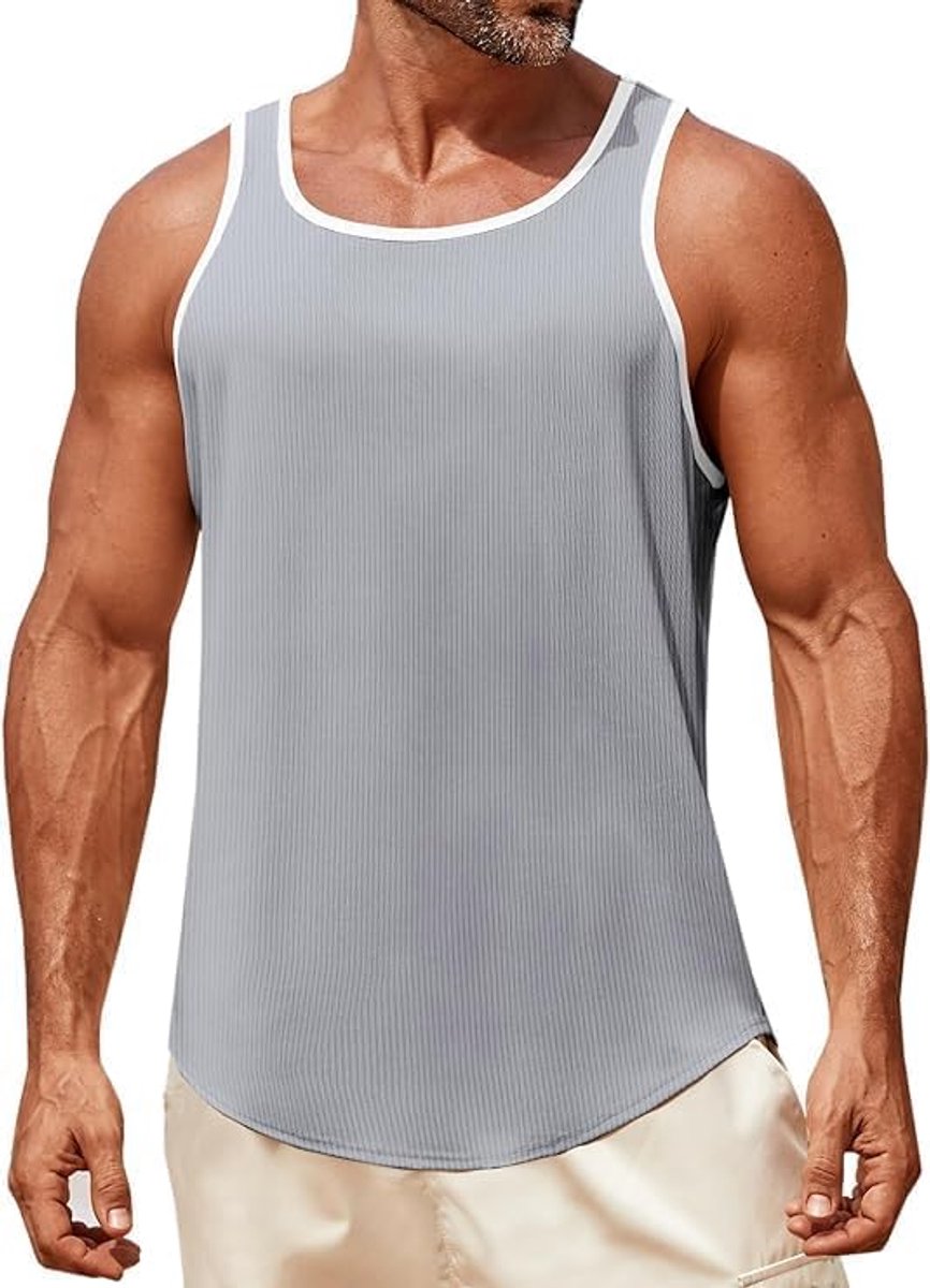 Mouwloze sporttanktop voor heren voor fitness, bodybuilding en hardlopen