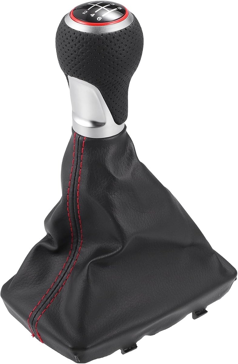 6 Speed Handmatige Versnellingspook met Hoes voor Audi S-Line 07-15 / Voorste Versnellingspook/Duurzaam Plastic / 1 Stuk Zwart met Rode Stiksels