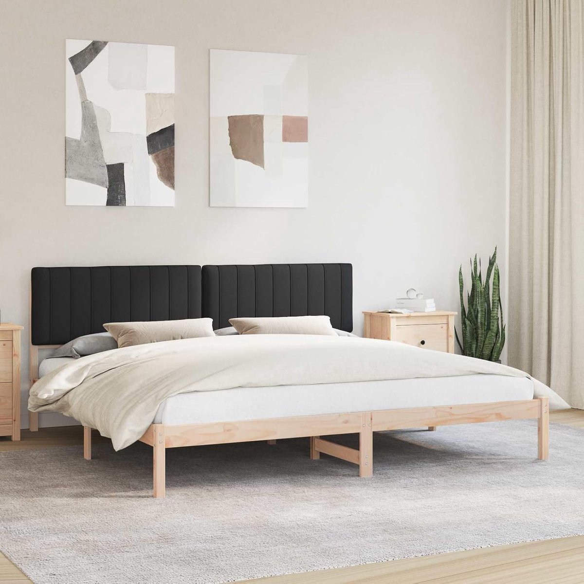 Hoofdbord Modern Design 200 x 200 cm Naturel Zwart
