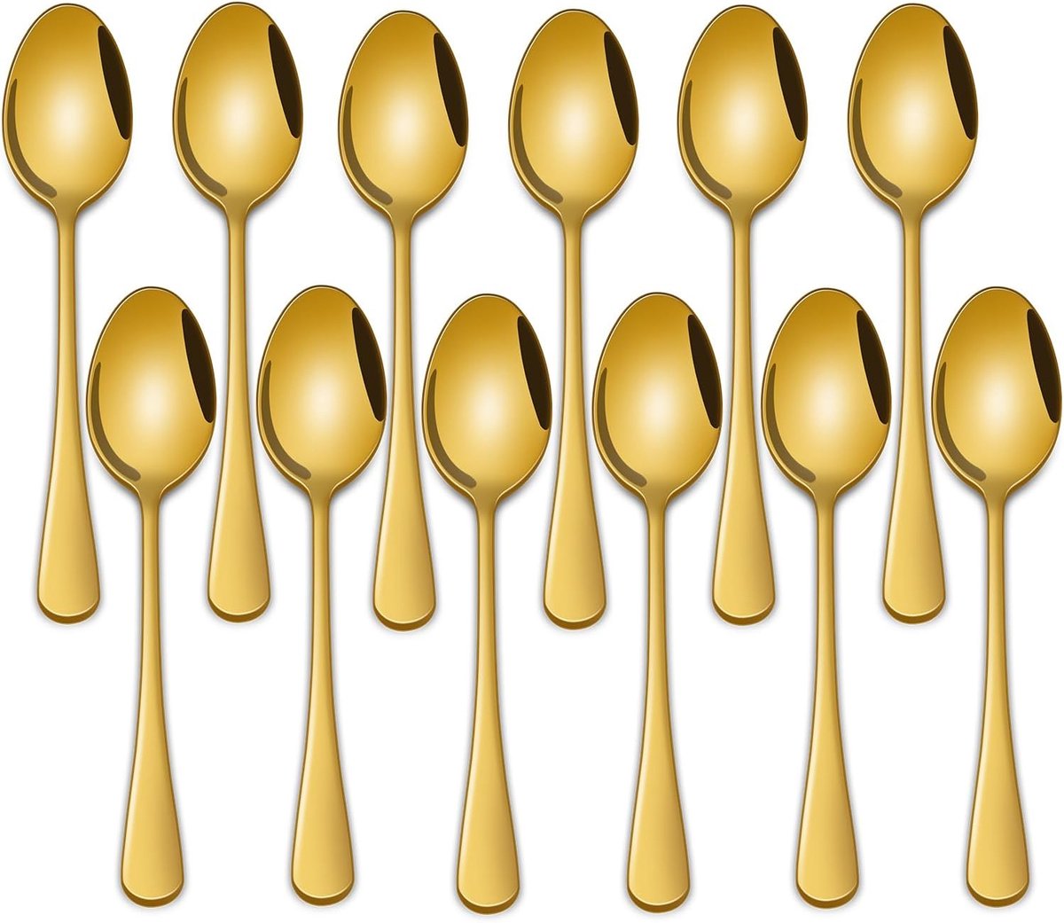5,5 inch koffielepels,12 stuks roestvrijstalen gouden thee- en koffielepel,Spiegel polijsten metalen kleine espressolepels,vaatwasmachinebestendig theelepel, gouden Mini Demitasse lepel