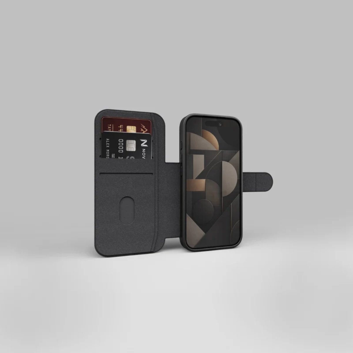 Cygnett, Leren Portemonnee Hoesje Geschikt voor Apple iPhone 18 Pro / 17 Pro MagWallet Serie, Zwart
