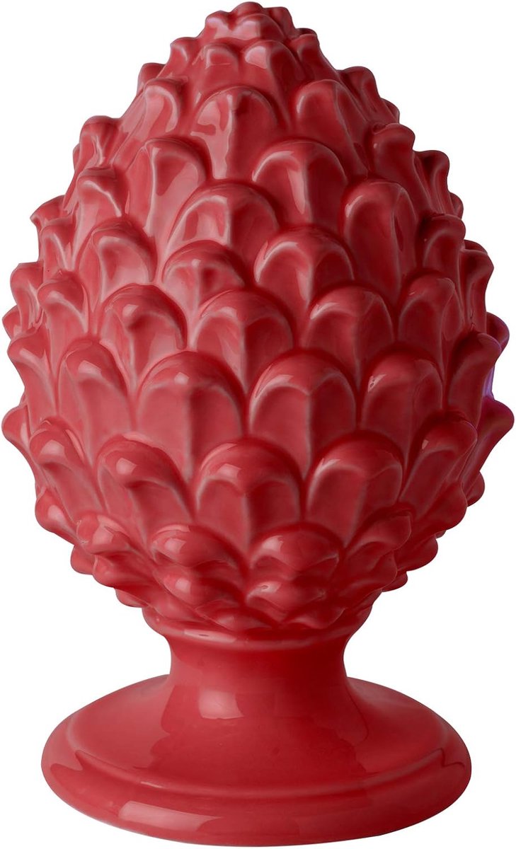 Home Siciaanse kegels, kleurrijk, rood, koraalrood, decoratief, van porselein, handbeschilderd, H 14 cm
