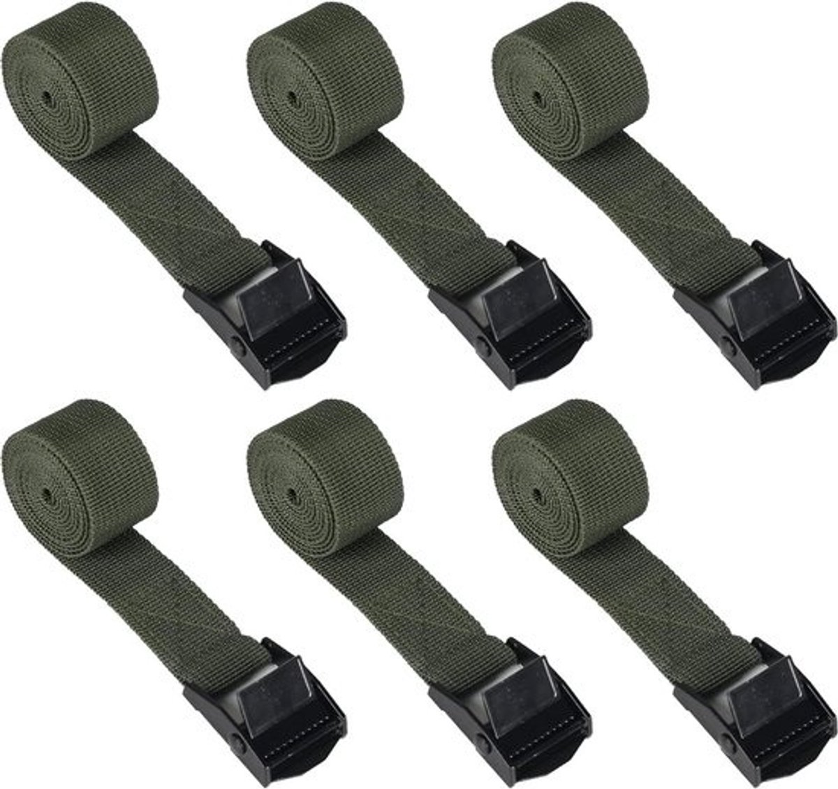 Spanbanden kort 1 m x 25 cm met klemslot - 6 stuks - sjorbanden met ratel - bevestigingsriem - belastbaar op fietsendrager en autobagagedrager - camping en outdoor Spanbanden met ratel