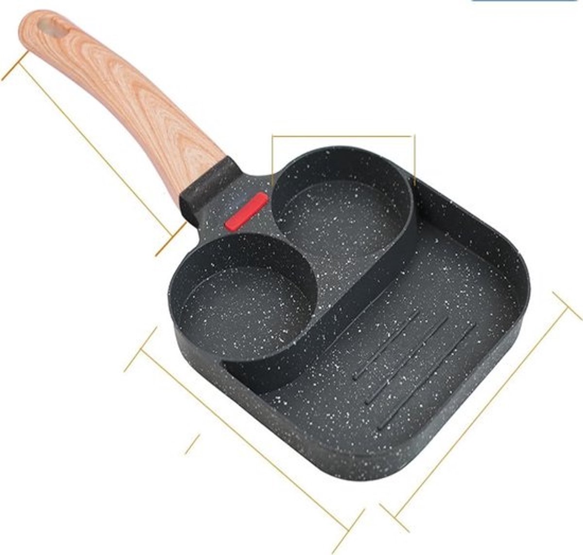 Omelet Pan - Ontbijt Pan - Lekker Ontbijten - Antiaanbaklaag - Drie Gaten - Zwart