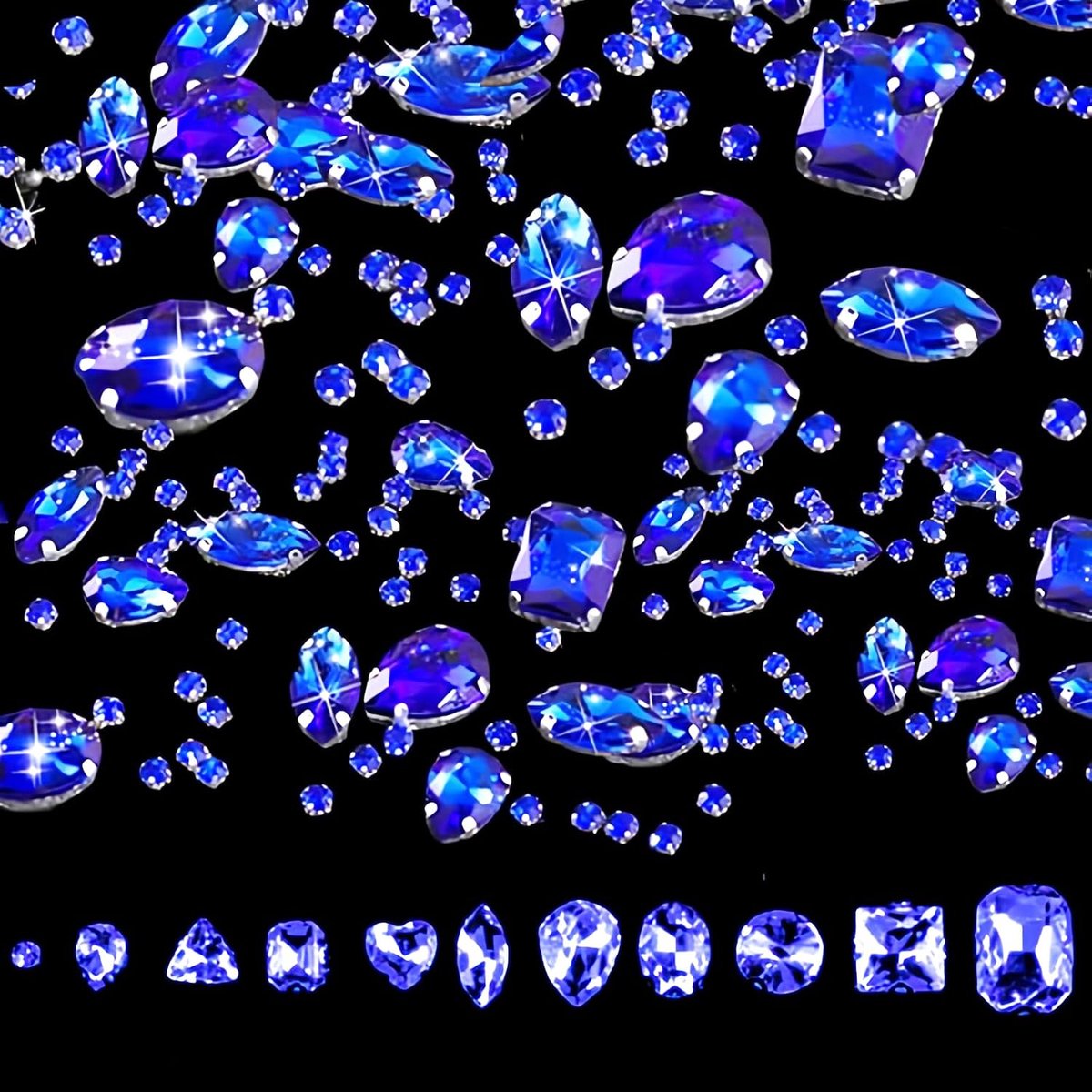 Strassteentjes om op te naaien, 210 glitterstenen, acryl, naaien, strassteentjes, verschillende vormen, decoratieve strassteentjes, kristallen zijn geschikt voor doe-het-zelf decoratie van kleding