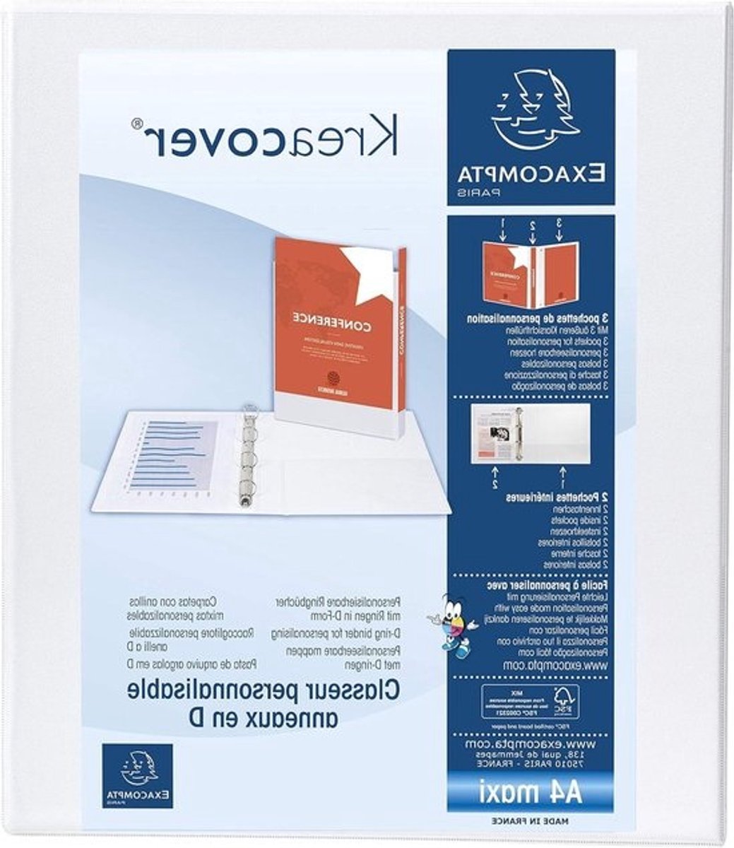 Ringband map - Archiefmap Organizer - Documenten Sorteren - Aanpasbare Kaft - A4 Maxi 10 Stuks - Wit