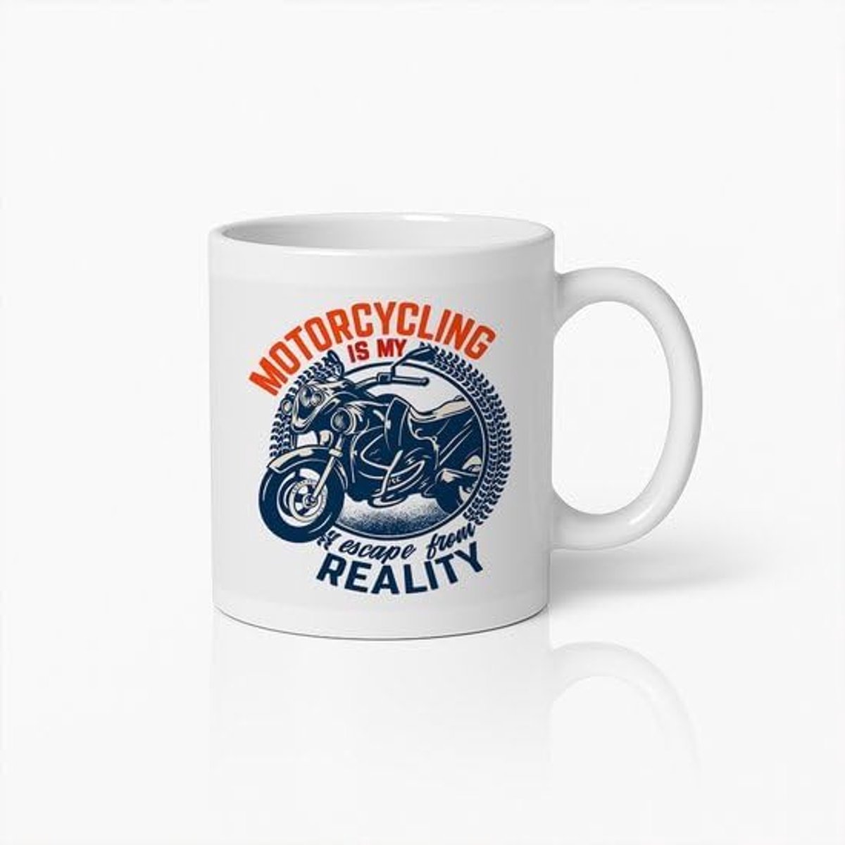 “Motorcycling Is My Escape From Reality” Witte Mok – Motorliefhebber Quote Koffiebeker – 330 ml Biker Cadeau