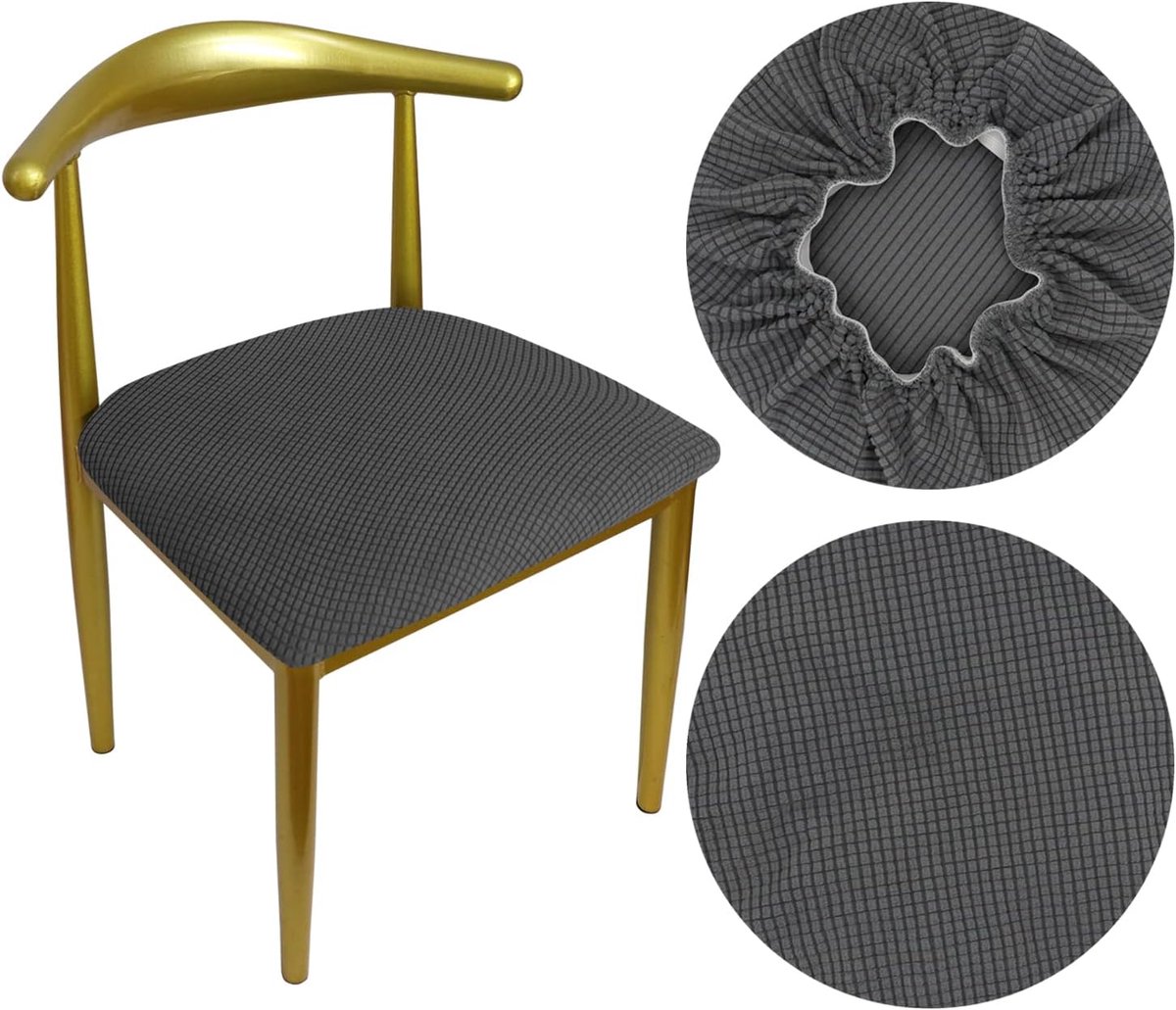 Stoelhoes Voor Stoelen Rond Luxe Stof, Diameter 36-50cm, Ronde Rekbare Rimpel Gratis Wasbaar Stofdicht (1, Grijs)