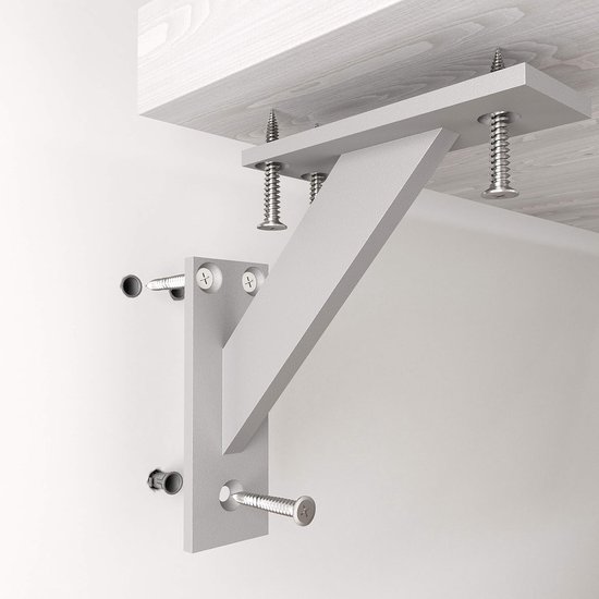 Wandconsoles 2 stuks FSHR 240x240 mm van aluminium - wandbeugel voor legplank - wit - modern design — afbeelding 5
