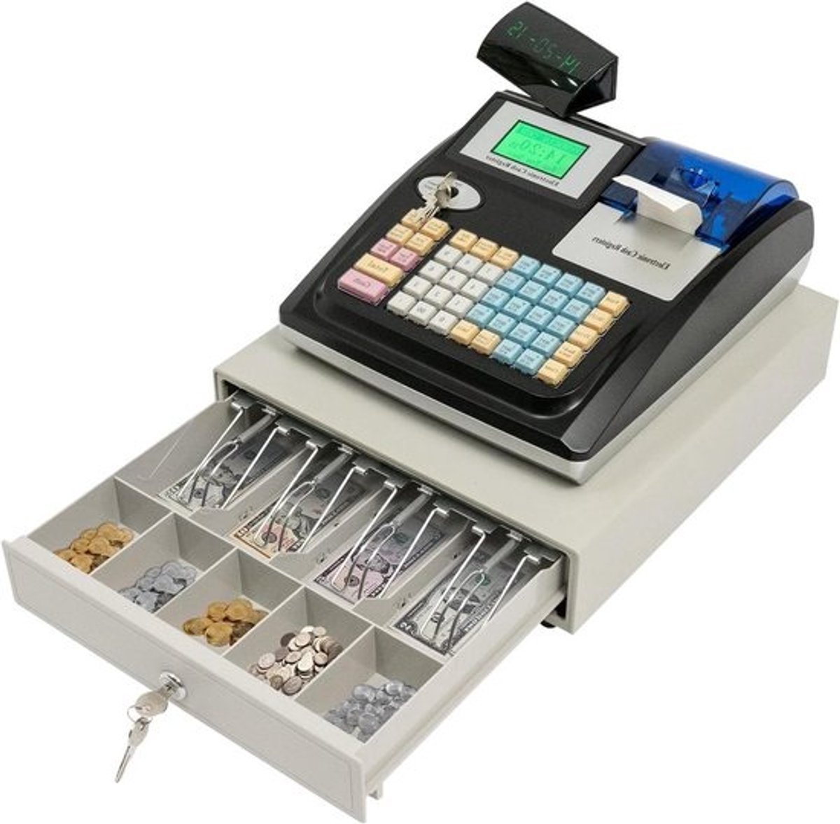 Elektronische Kassa - Contant Register - Winkel Beheer - Dubbel Display - 48 Toetsen - Zwart