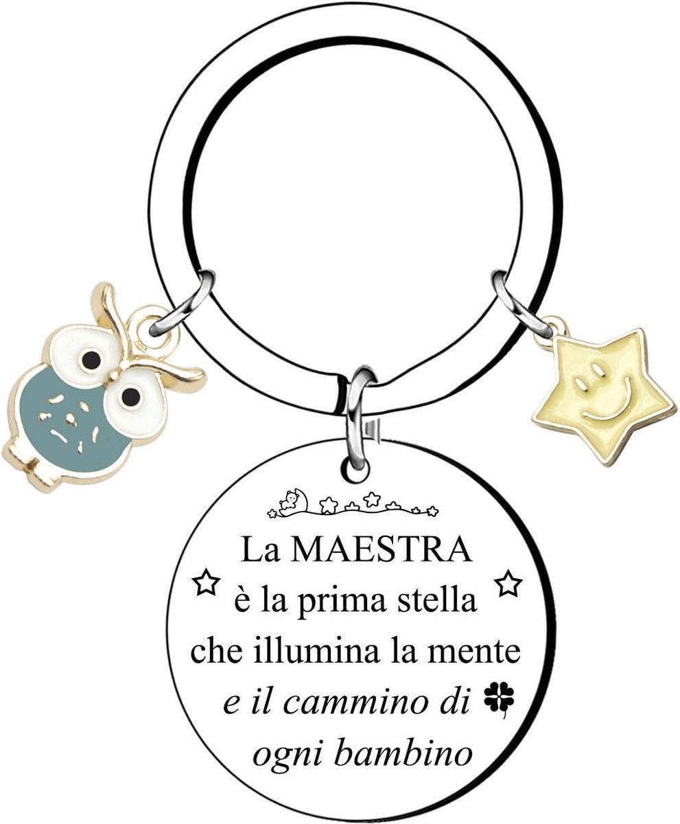 leraar, cadeau voor leraren, cadeau-idee voor leraren, cadeau voor leraren, basisschool medium, sleutelhanger uil