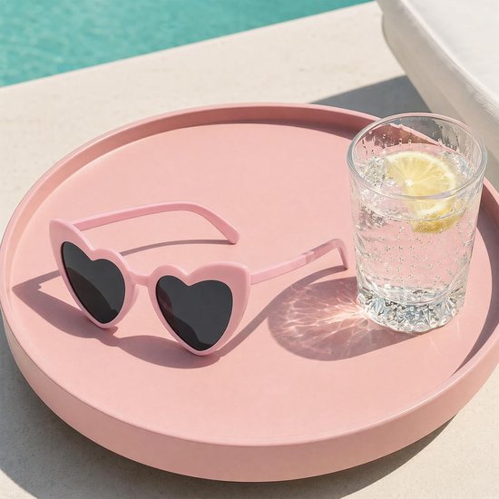 Zonnebrillen, vintage hart-zonnebrillen, trendy bril voor dames en heren, hartzonnebrilset, retrobril voor bruiloft, vakantie, feest, outdoor en fotoshoot, roze — afbeelding 5