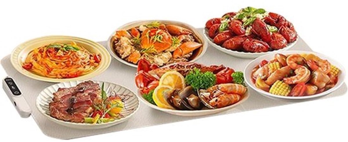 Warmhoudplaat - Elektrische Mat - Eten Warm Houden - Opvouwbaar Oprolbaar - 60x38cm - Romig