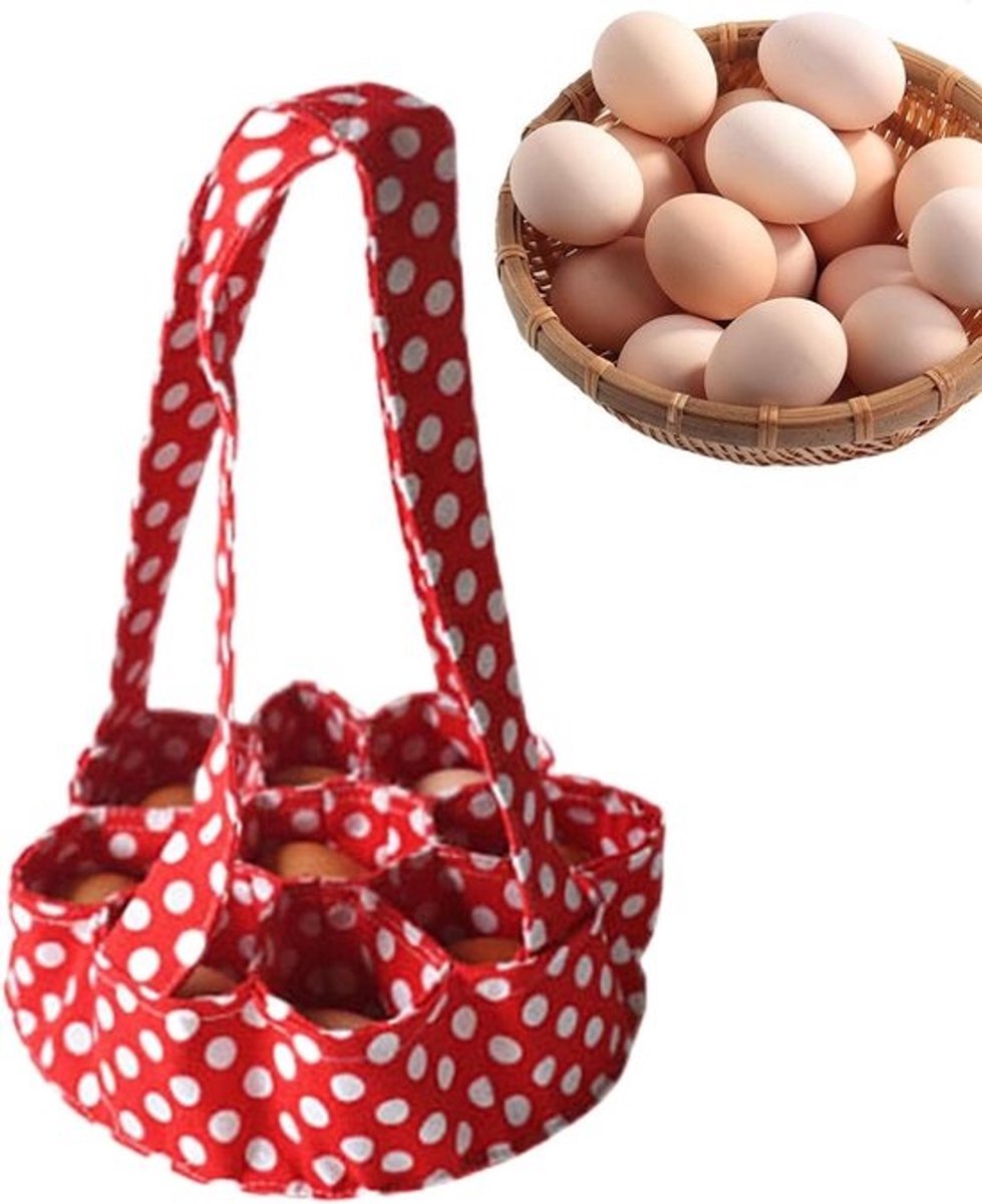 Eier Mand - Eier Verzamelaar - Eieren Opslaan - Met 7 Vakken - 23x22 cm - Rood