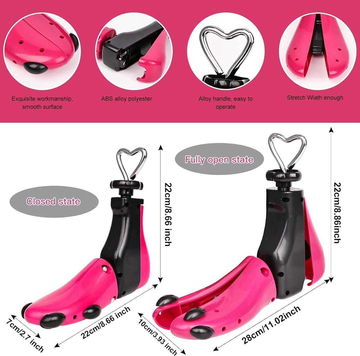 2 stuks schoenspanners voor dames en heren, verstelbare lengte en breedte, professionele schoenspanner voor laarzen, sneakers, gymschoenen, trekkingschoenen
