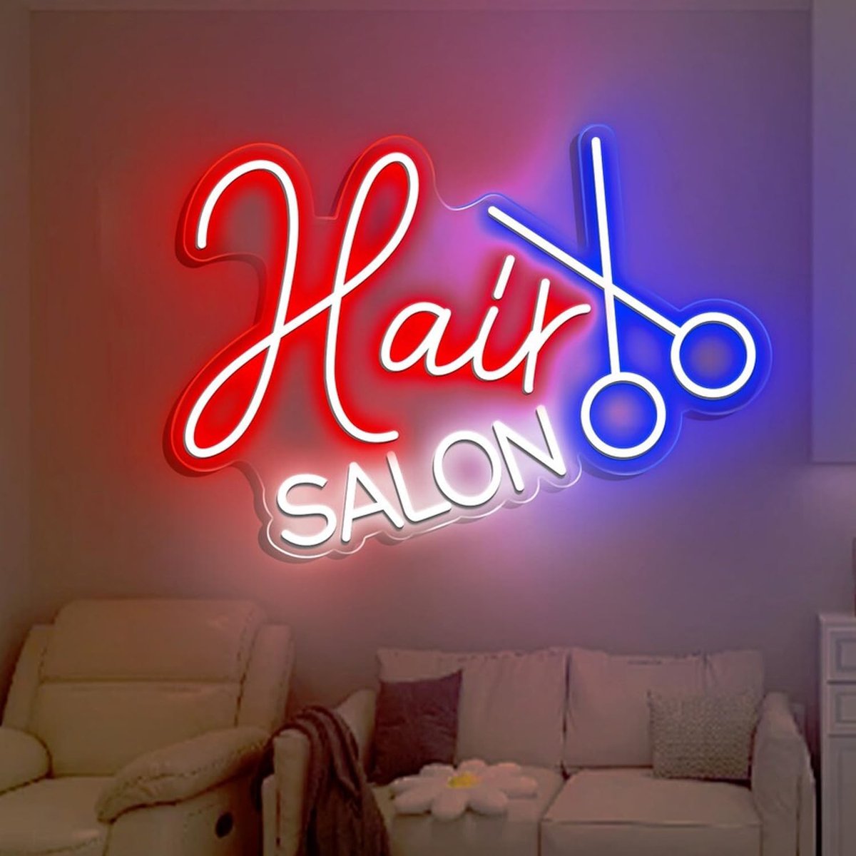 Open neonbord voor kapperszaak schaar wanddecoratie, LED-kapsel kapper neon, zakelijke borden licht, kapperszaak open bord