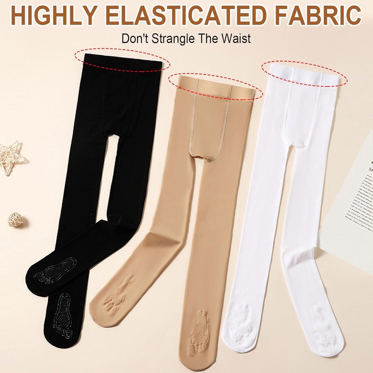 3 paar antislip meisjes schoolpanty's, 20D & 90D microvezel rekbare gebreide balletpanty's voor schoolkleding