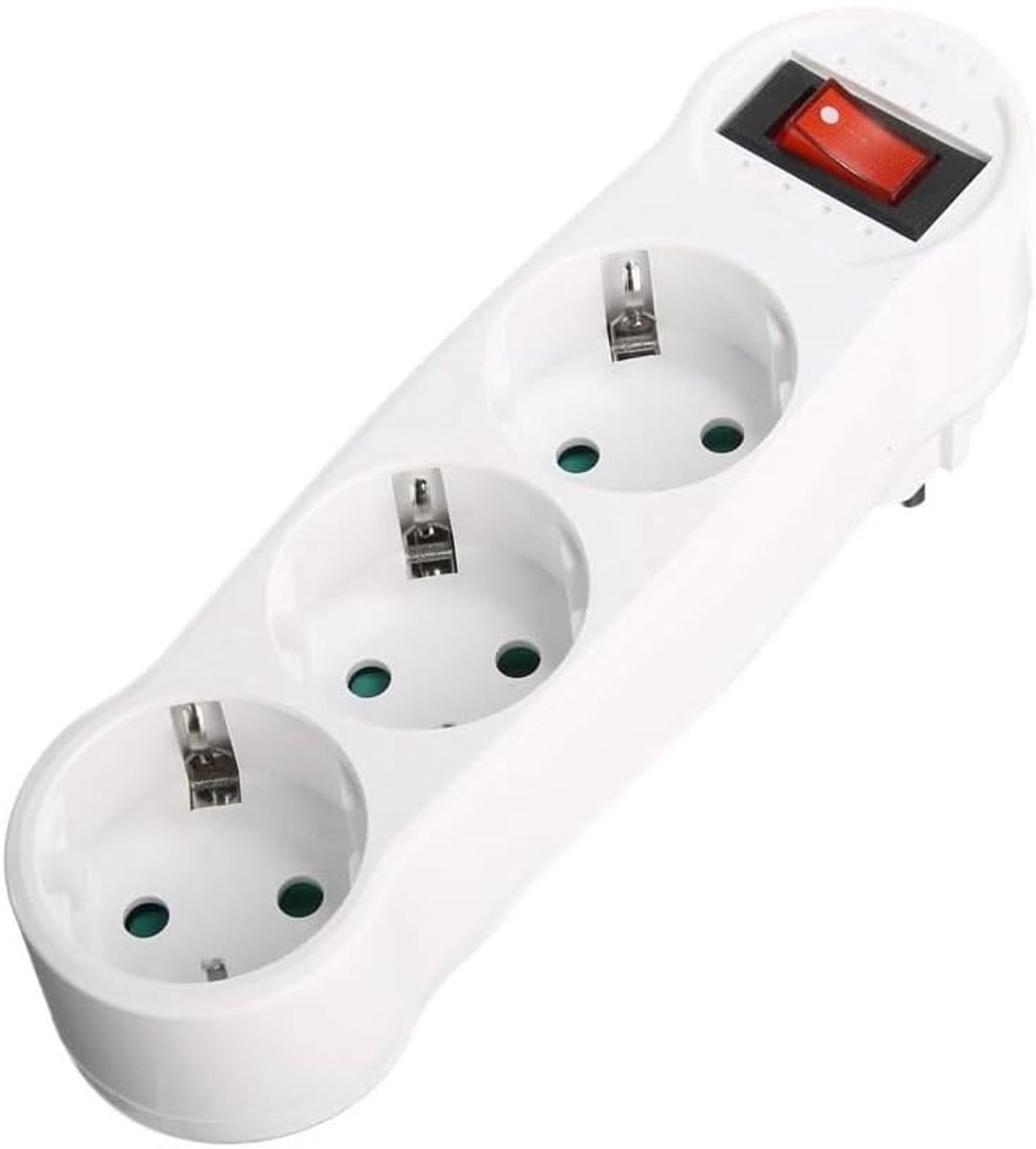 multistekker met schakelaar, compact ontwerp, ideaal voor het aansluiten van meerdere apparaten en bediening van de voeding.