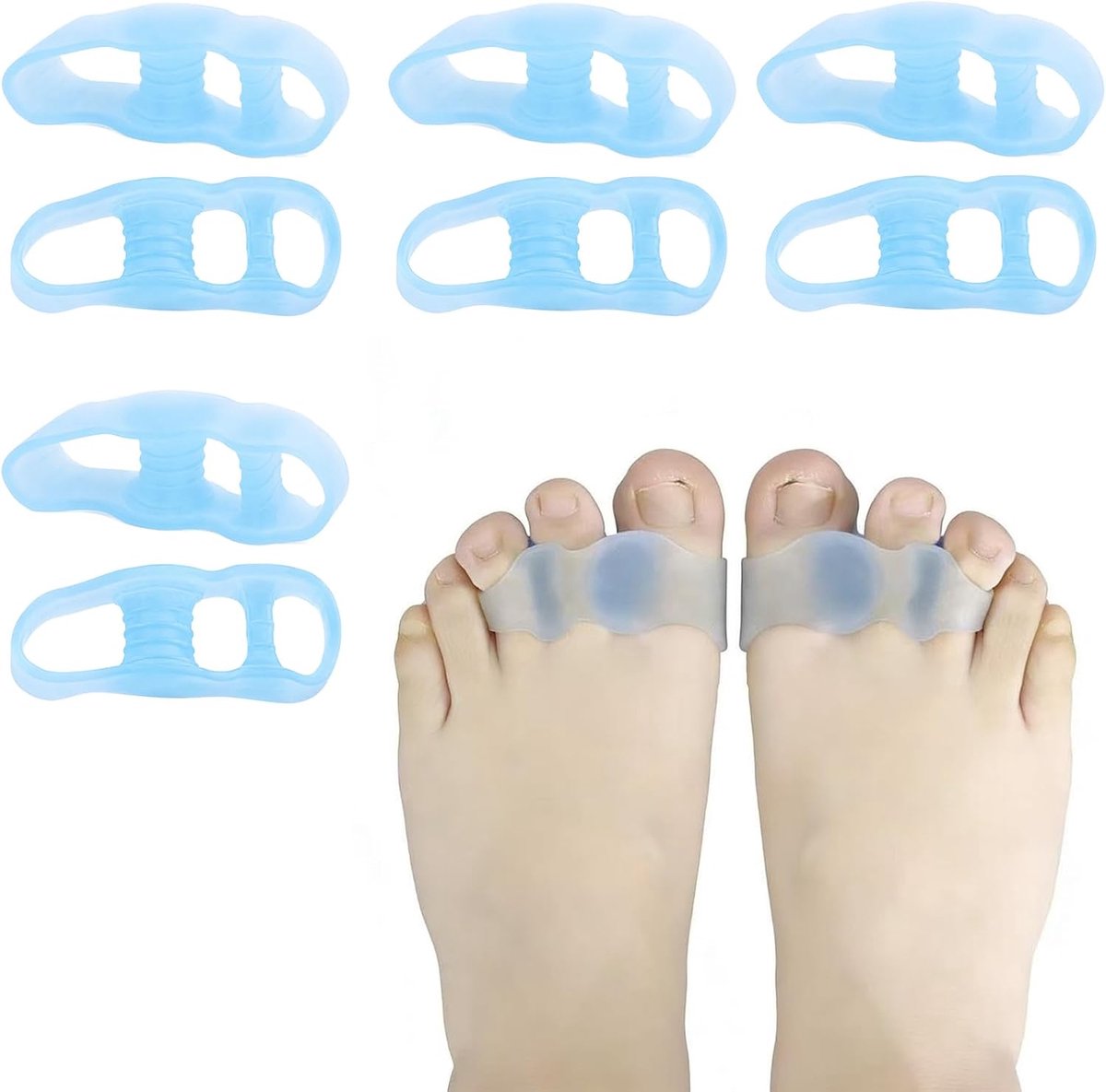4 paar teenslippers, teenslippers, valgus, teenspreiders van zachte siliconen, voor overlappende tenen van mannen en vrouwen