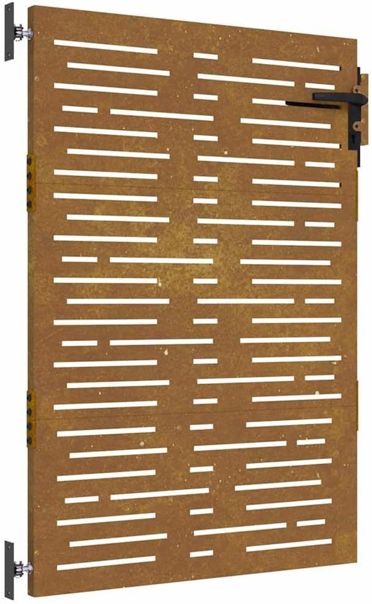 85 x 125 cm, cortenstaal, lasergesneden design, vierkant, afsluitbaar, weerbestendig staal voor tuinhek